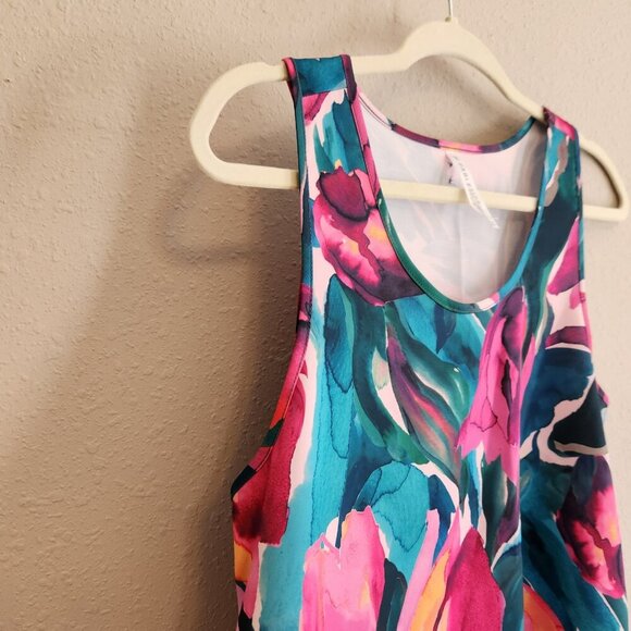 Fabletics Colorful Floral Print Athletic Tank Top Size Medium - Picture 5 of 9